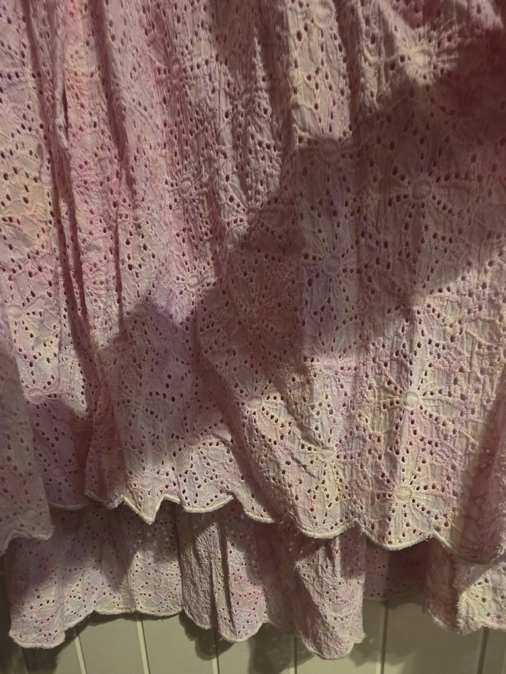 Sundress Paris Pink Broderie Anglaise Off-the-Shoulder Cotton Midi Dress - Picture 2 of 7